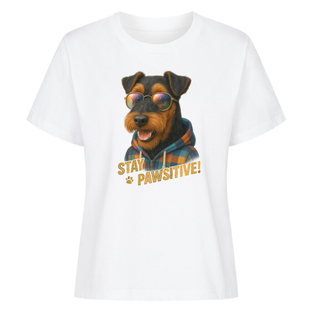 Premium Damen-Shirt "Welsh Terrier - Pawsitive" Weiß – hunde-shirt.de