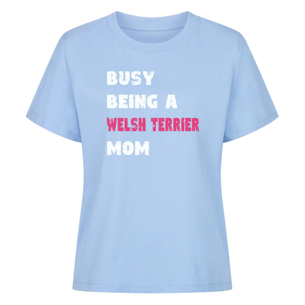 Premium Damen-Shirt "Welsh Terrier - Busy Mom" Sky Blue – hunde-shirt.de