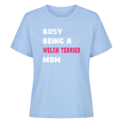 Premium Damen-Shirt "Welsh Terrier - Busy Mom" Sky Blue – hunde-shirt.de