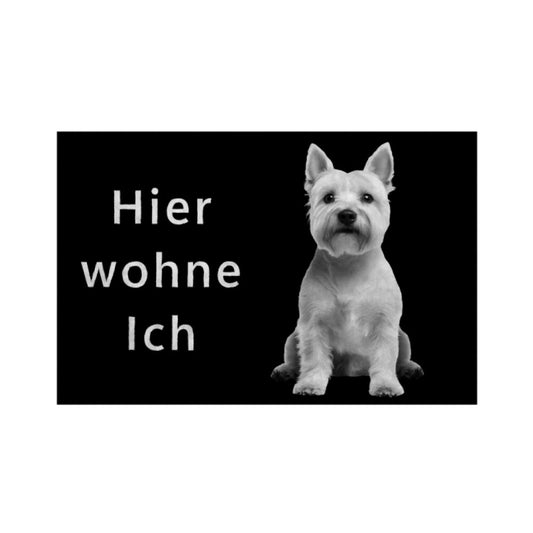 Fußmatte "Westie - Hier wohne Ich" Weiß – hunde-shirt.de