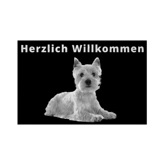 Fußmatte "Westie - Herzlich Willkommen" Weiß – hunde-shirt.de