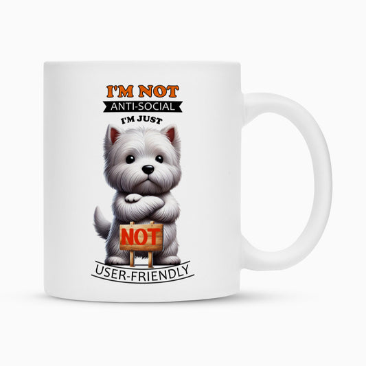 Tasse "Westie - Anti-Social" Weiß – hunde-shirt.de