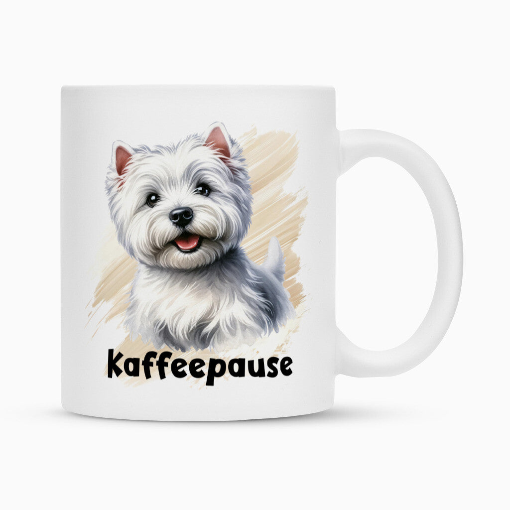 Tasse "Westie - Kaffeepause" Weiß – hunde-shirt.de