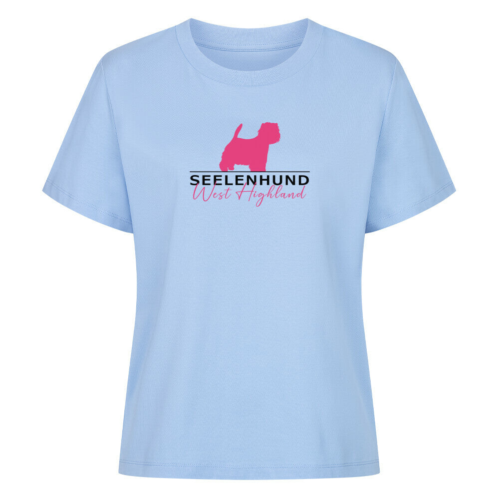 Premium Damen-Shirt "Westie - Seelenhund" Sky Blue – hunde-shirt.de