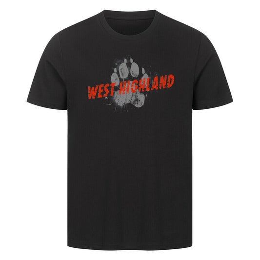 Premium T-Shirt "West Highland - PAW" Schwarz – hunde-shirt.de