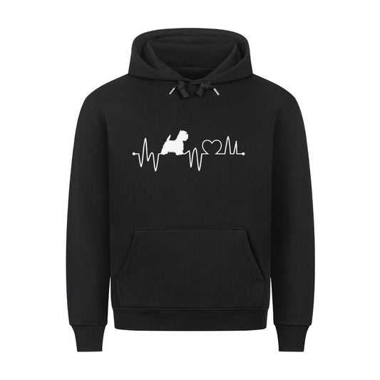 Premium Hoodie "Westie - Heartbeat" Schwarz – hunde-shirt.de