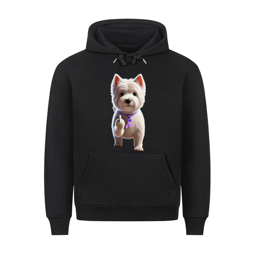 Premium Hoodie "Westie - Fuck Cancer" Schwarz – hunde-shirt.de