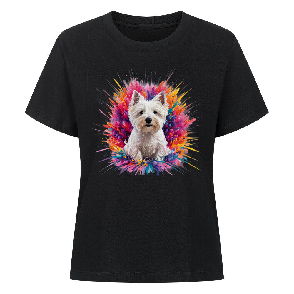 Premium Damen-Shirt "Westie - Splash!" Schwarz – hunde-shirt.de