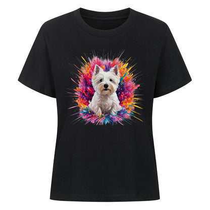 Premium Damen-Shirt "Westie - Splash!" Schwarz – hunde-shirt.de