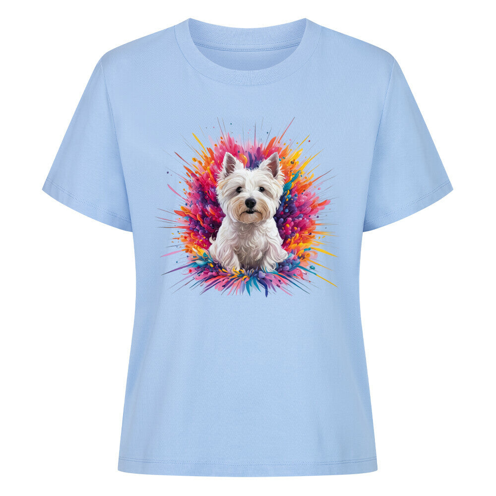 Premium Damen-Shirt "Westie - Splash!" Sky Blue – hunde-shirt.de