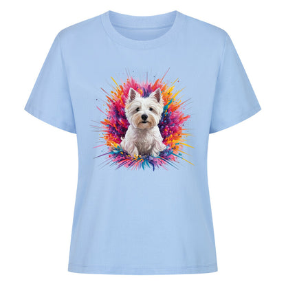 Premium Damen-Shirt "Westie - Splash!" Sky Blue – hunde-shirt.de