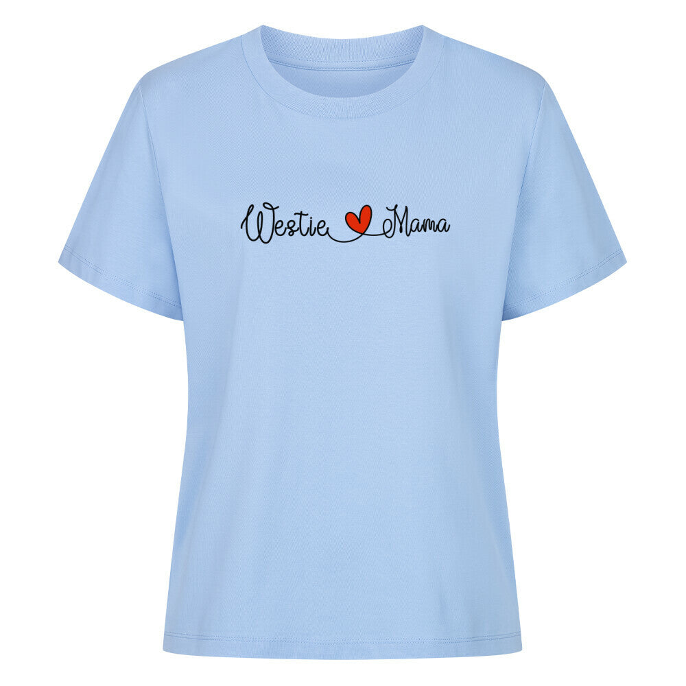 Premium Damen-Shirt "Westie - Mama" Sky Blue – hunde-shirt.de