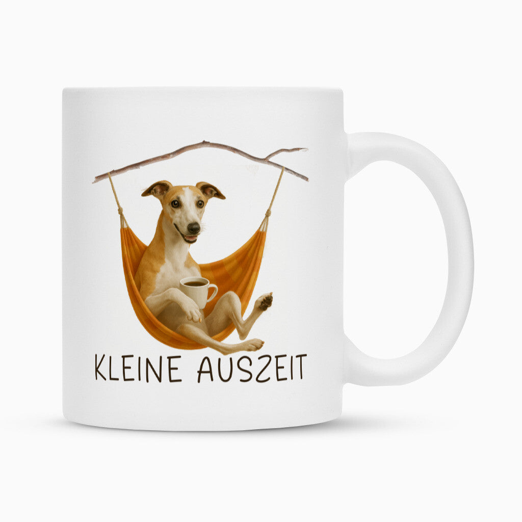 Tasse "Whippet - Kleine Auszeit" Weiß – hunde-shirt.de