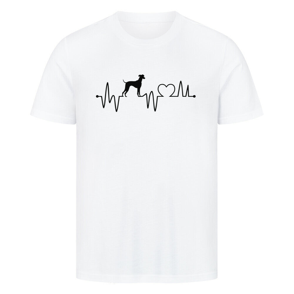 Premium T-Shirt "Whippet - Heartbeat" Weiß – hunde-shirt.de