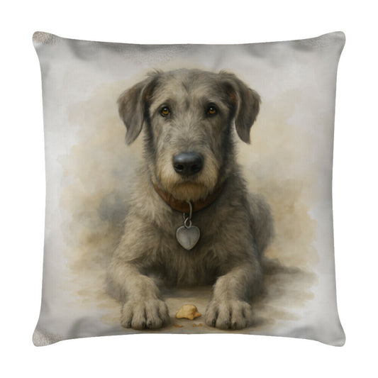 Kissen "Irischer Wolfshund - Aufpassen" Weiß – hunde-shirt.de