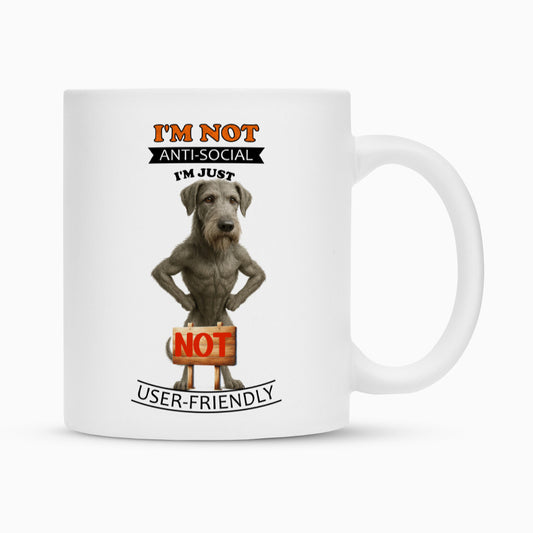Tasse "Irischer Wolfshund - Anti-Social" Weiß – hunde-shirt.de