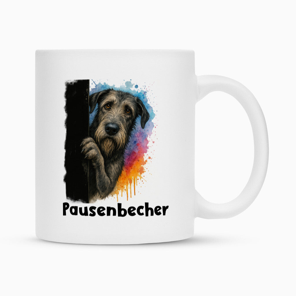 Tasse "Irischer Wolfshund - Pausenbecher" Weiß – hunde-shirt.de
