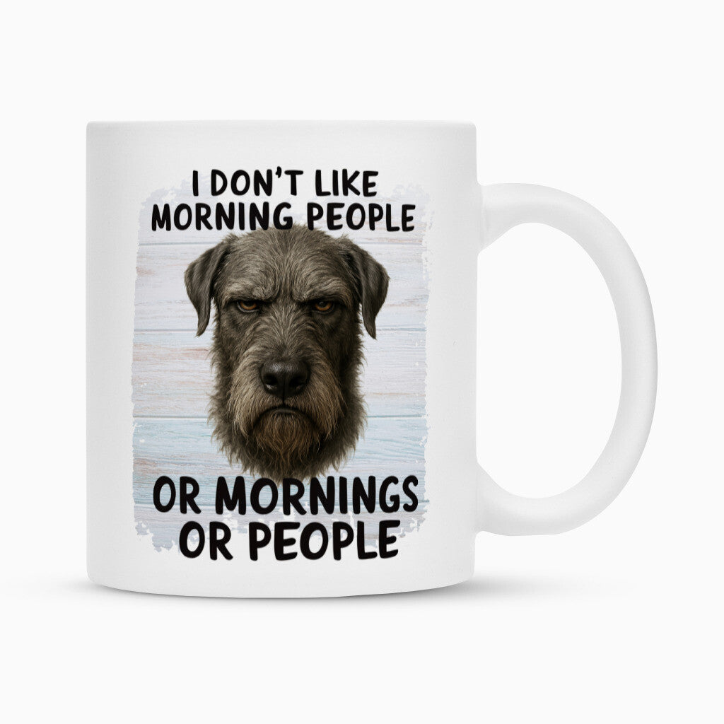 Tasse "Irischer Wolfshund - Morning People" Weiß – hunde-shirt.de