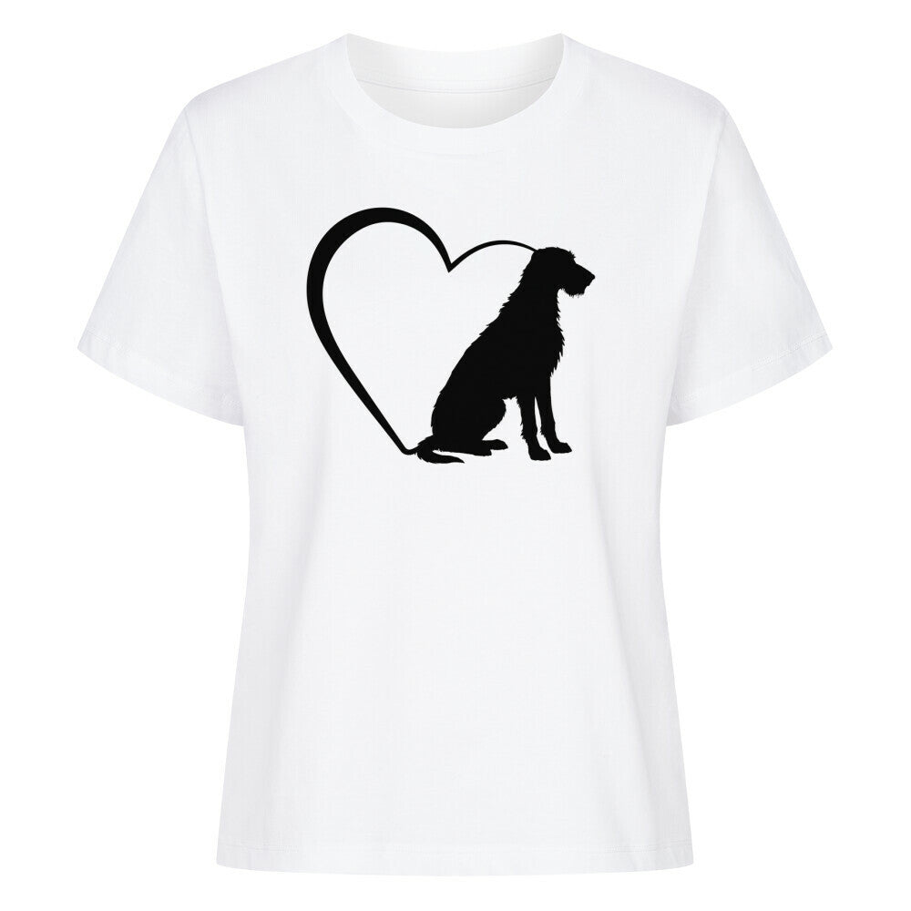 Premium Damen-Shirt "Irischer Wolfshund - Mein Herz" Weiß – hunde-shirt.de