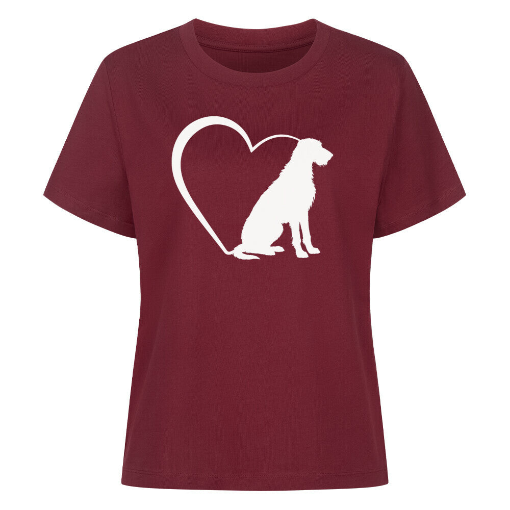 Premium Damen-Shirt "Irischer Wolfshund - Mein Herz" Burgunder – hunde-shirt.de