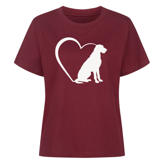 Premium Damen-Shirt "Irischer Wolfshund - Mein Herz" Burgunder – hunde-shirt.de
