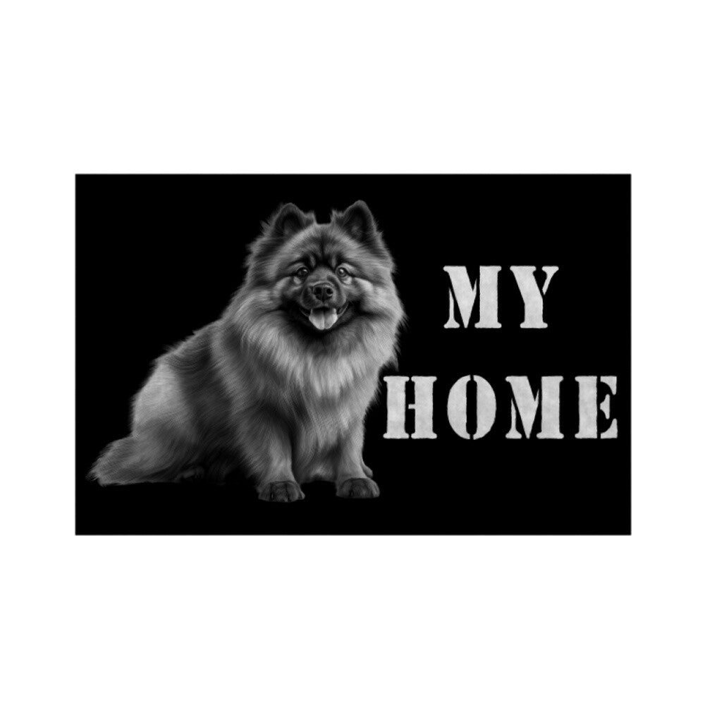 Fußmatte "Wolfsspitz - MY HOME" Weiß – hunde-shirt.de