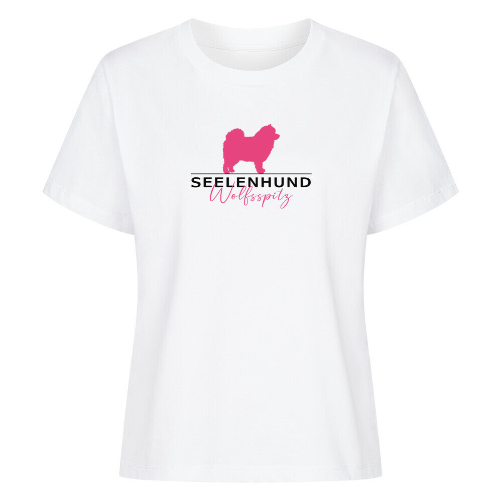 Premium Damen-Shirt "Wolfsspitz - Seelenhund" Weiß – hunde-shirt.de