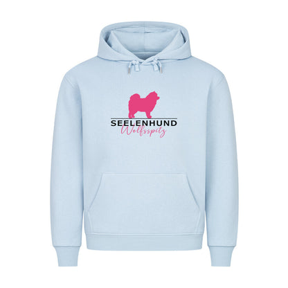 Premium Hoodie "Wolfsspitz - Seelenhund" Babyblau – hunde-shirt.de
