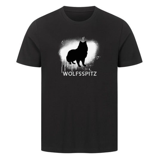 Premium T-Shirt "Wolfsspitz - Brush" Schwarz – hunde-shirt.de