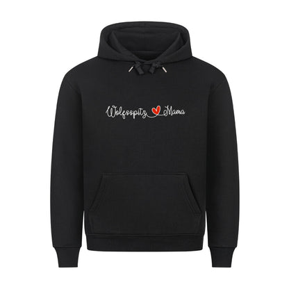 Premium Hoodie "Wolfsspitz - Mama" Schwarz – hunde-shirt.de