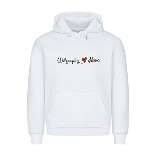 Premium Hoodie "Wolfsspitz - Mama" Weiß – hunde-shirt.de