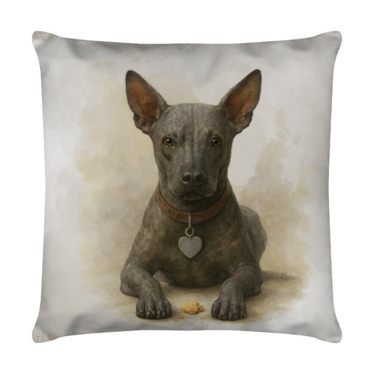 Kissen "Xoloitzcuintle - Aufpassen!" Weiß – hunde-shirt.de