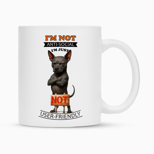 Tasse "Xolo - Anti-Social" Weiß – hunde-shirt.de