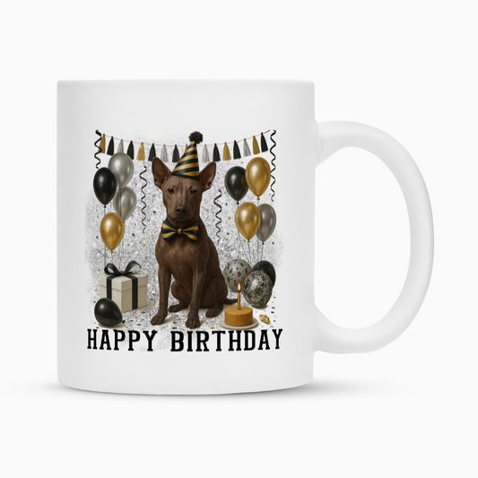 Tasse "Xolo - Happy Birthday" Weiß – hunde-shirt.de