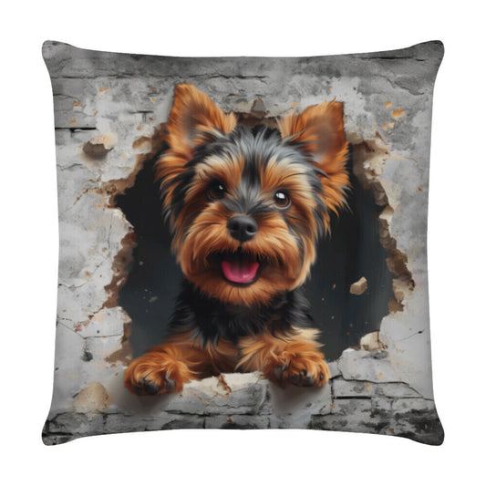 Kissen "Yorkshire Terrier - Wall" Weiß – hunde-shirt.de