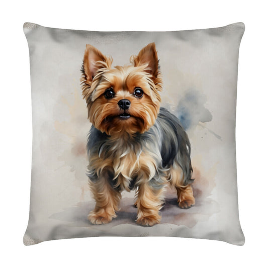 Kissen "Yorkshire Terrier - Warten" Weiß – hunde-shirt.de