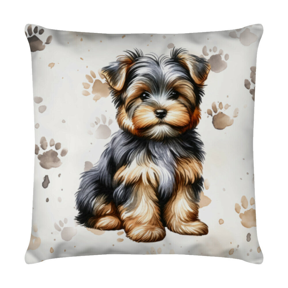 Kissen "Yorkshire Terrier - Puppy Paws" Weiß – hunde-shirt.de