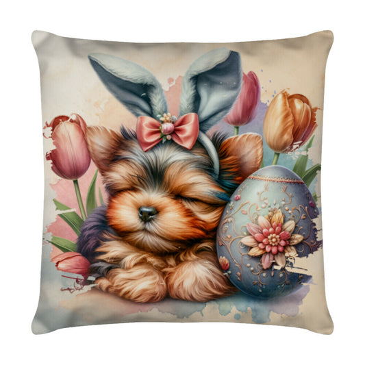 Kissen "Yorkshire Terrier - Ostern" Weiß – hunde-shirt.de