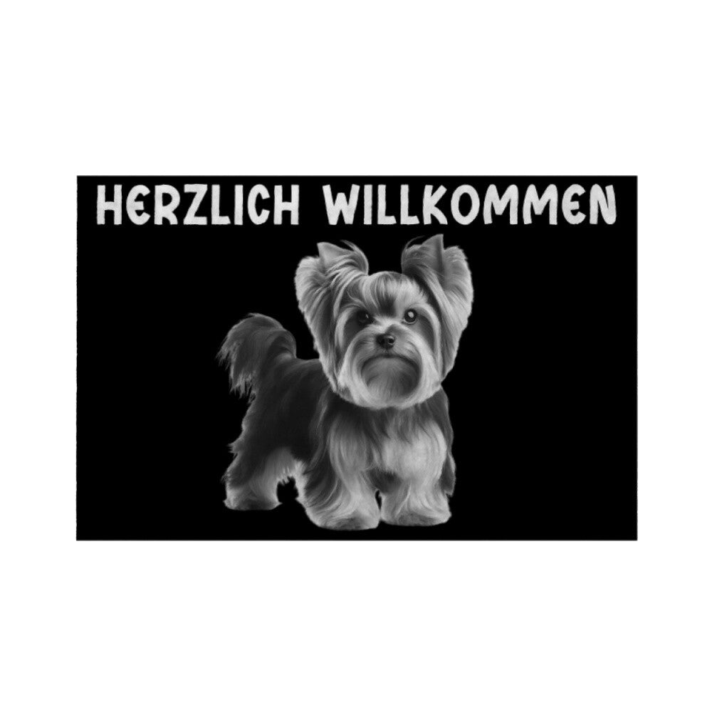 Fußmatte "Yorkshire Terrier - Willkommen" Weiß – hunde-shirt.de