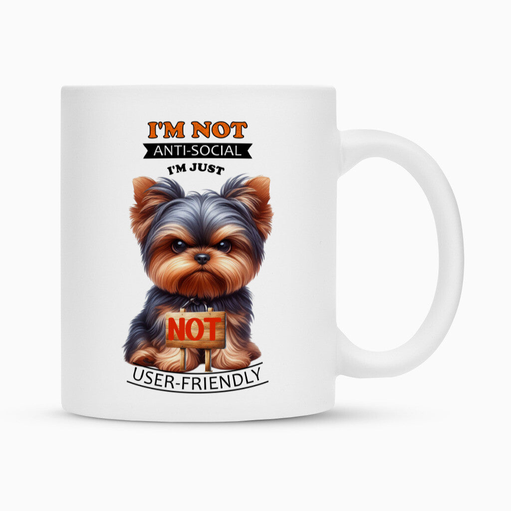 Tasse "Yorkshire Terrier - Anti-Social" Weiß – hunde-shirt.de