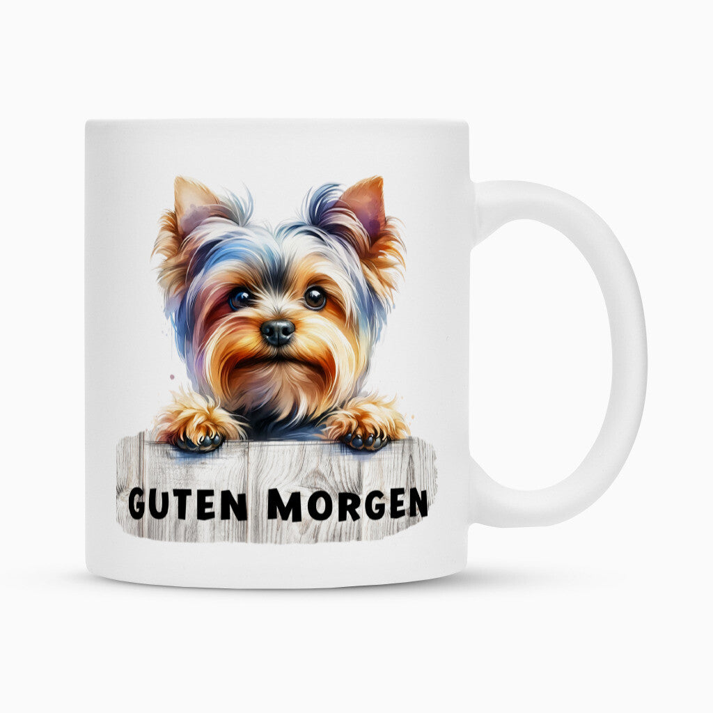 Tasse "Yorkie - Guten Morgen II" Weiß – hunde-shirt.de