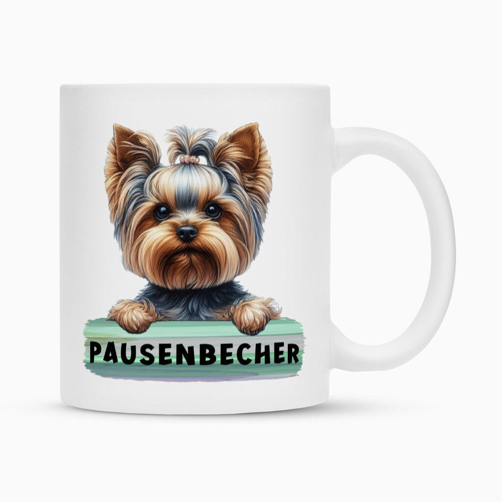 Tasse "Yorkie - Pausenbecher II" Weiß – hunde-shirt.de
