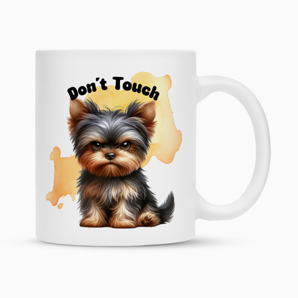 Tasse "Yorkie - Don´t touch II" Weiß – hunde-shirt.de