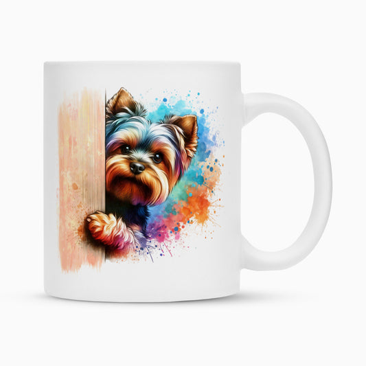 Tasse "Yorkie - Ich sehe Dich!" Weiß – hunde-shirt.de