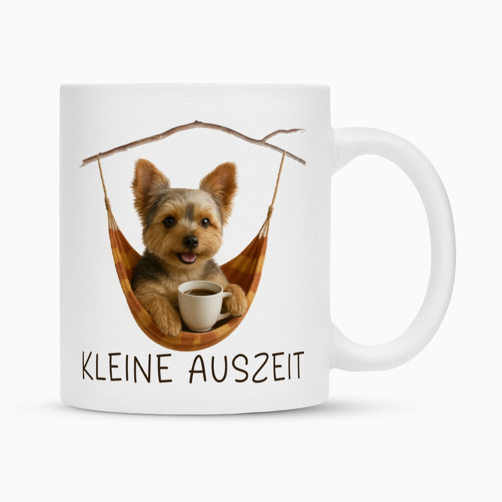 Tasse "Yorkie - Kleine Auszeit" Weiß – hunde-shirt.de