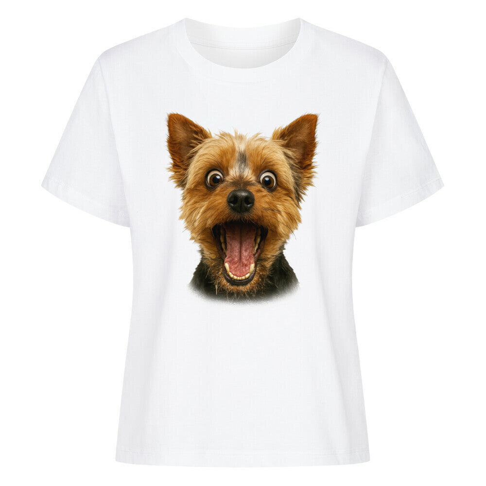 Premium Damen-Shirt "Yorkie - FUN" Weiß – hunde-shirt.de
