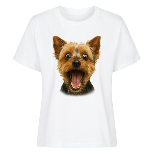 Premium Damen-Shirt "Yorkie - FUN" Weiß – hunde-shirt.de