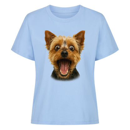 Premium Damen-Shirt "Yorkie - FUN" Sky Blue – hunde-shirt.de