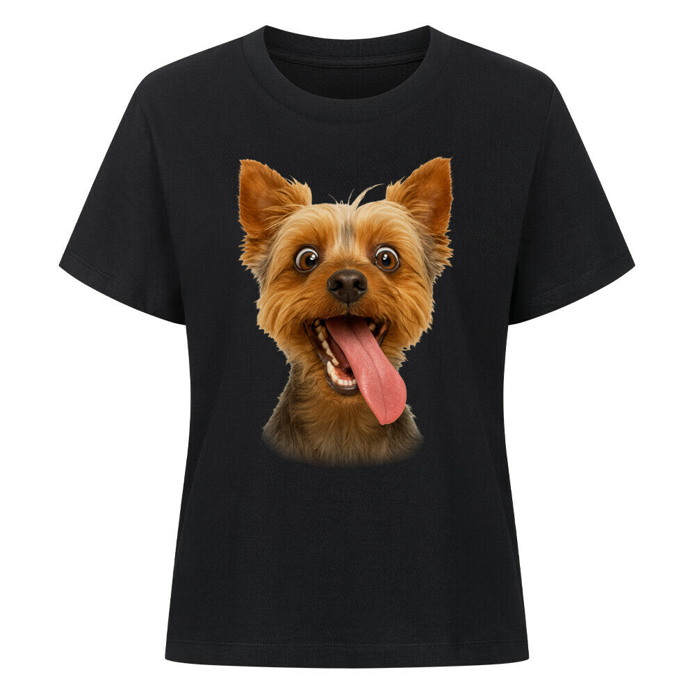 Premium Damen-Shirt "Yorkie - CRAZY" Schwarz – hunde-shirt.de