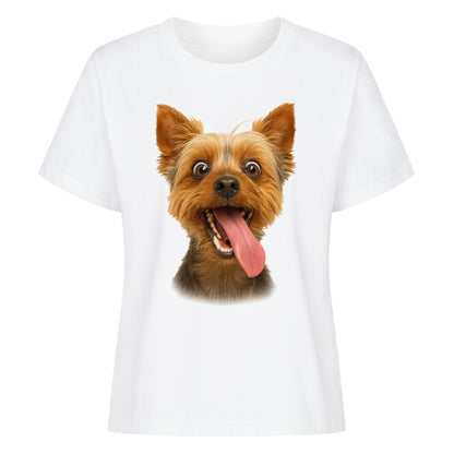 Premium Damen-Shirt "Yorkie - CRAZY" Weiß – hunde-shirt.de